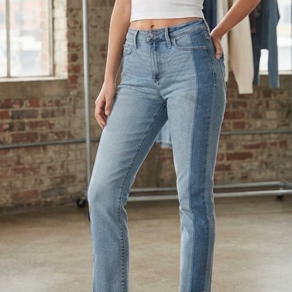 Hollister Ultra High-Rise Skinny Ankle Jeans Two Tone Side Stripe Light Wash 5R